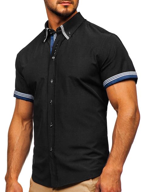 Camisa De Manga Corta Para Hombre Negra Bolf 2911 Negro