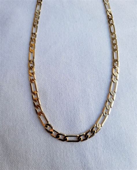 4mm Gold Figaro Chain 18k Gold Plated Figaro Necklace Etsy