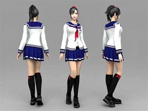 Japanese High School Girl 3d Model 3ds Max Files Free Download