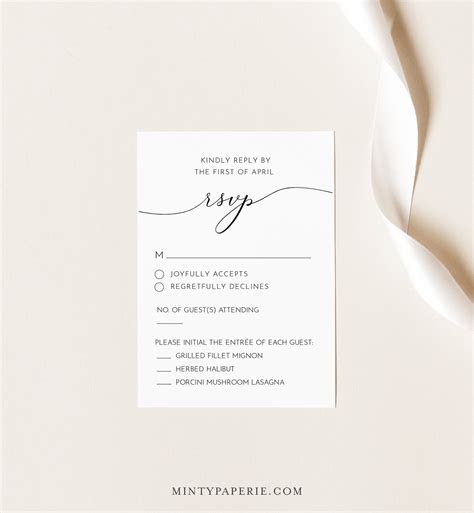 Rsvp Card Template Printable Wedding Response Card 100 Editable Text