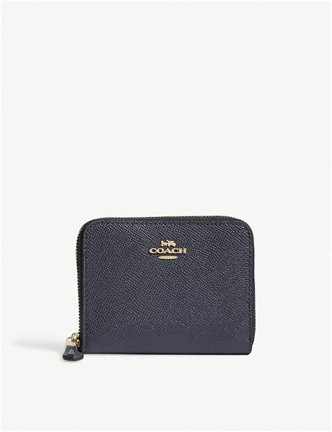 Coach Black Zip Around Small Leather Wallet Lyst