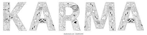 Word Karma Vector Zentangle Object Coloring Stock Vector Royalty Free