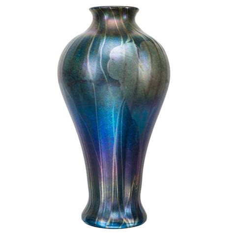 Monumental Tiffany Favrile Decorated Art Glass Vase Ca 1900 For Sale