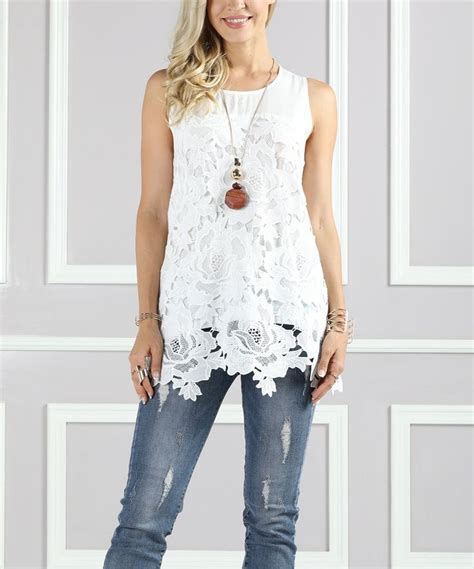 Take A Look At This White Floral Lace Tank Plus Too Today Lace