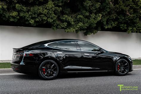 Black Tesla Model S With Matte Black 19 Tss Flow Forged Wheels By T S
