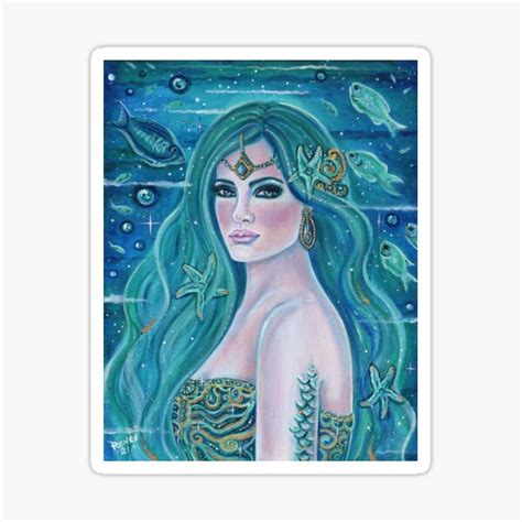 Aquamarine Mermaid Art By Renee Lavoie Sticker For Sale By