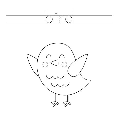 Trace The Letters And Color Cute Bird Handwriting Practice For Kids
