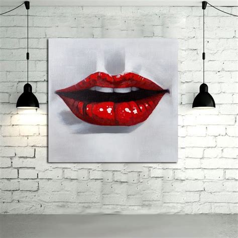 Decorative Canvas Oil Painting Canvas Sexy Red Lips Wall Art Modern