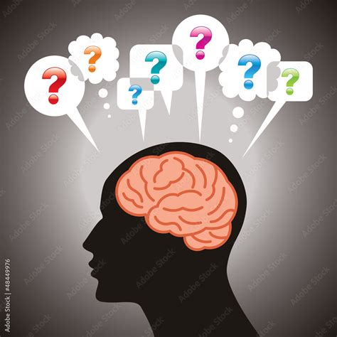 Thinking Human Brain Many Questions Stock Vector Adobe Stock