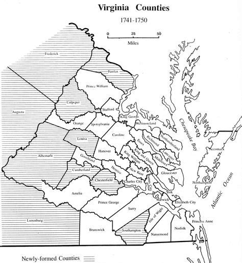 1750 Map Of Virginia Maps Of Virginia Counties 1634 1800 Dawson