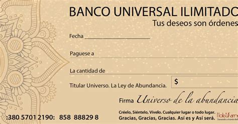 Cheque De La Abundancia Imprime Y Llena El Cheque Puedes Ponlo En La