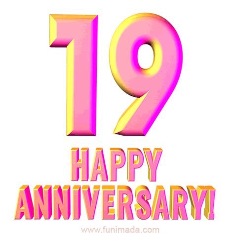Happy 19th Anniversary 3d Text Animated 