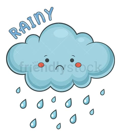 Weather Emoji Rainy Cartoon Vector Clipart Friendlystock