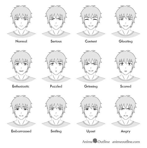 12 Anime Male Facial Expressions Chart And Tutorial
