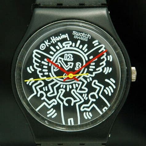 1986 Keith Haring Swatch Watch Blanc Sur Noir Gz104 Art Special Le 9999