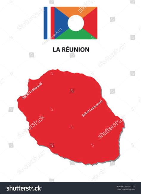 La Reunion Map With Flag Royalty Free Stock Vector 211988272
