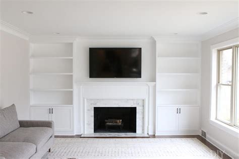 White Built Ins Around The Fireplace Before And After The Diy