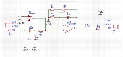 Operational Amplifier Simple Ne5532 Preamplifier Circuit