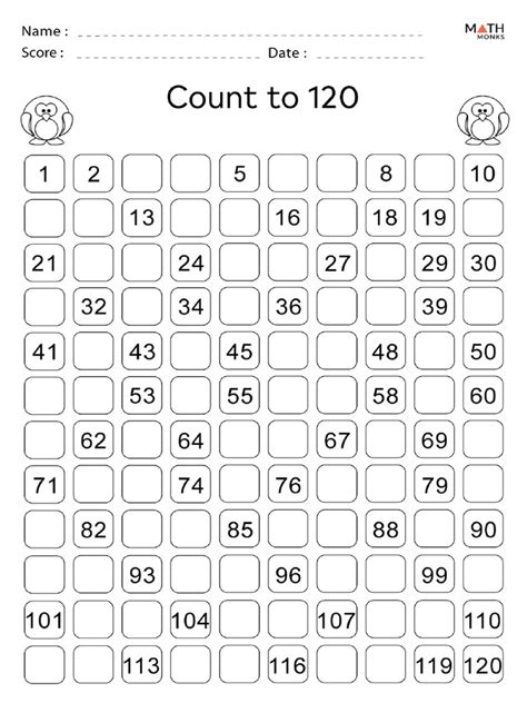 Counting To 120 Worksheets Pdf