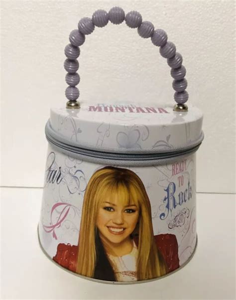 Disney Hannah Montana Metal Tin Box Purse Miley Purple Pink Cyrus T Ebay
