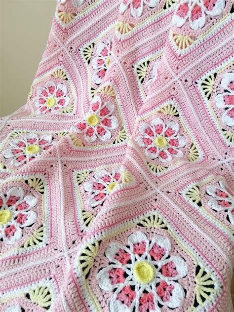 Crochet Baby Blanket Pink Baby Blankethand Crochet Baby Etsy Uk
