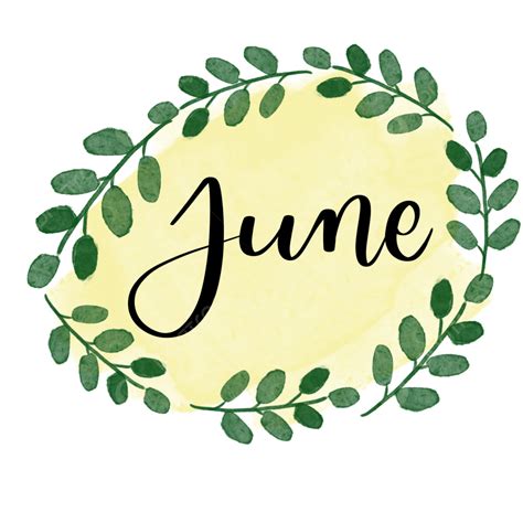 June Month Png Transparent June Month Text Design Floral Watercolor