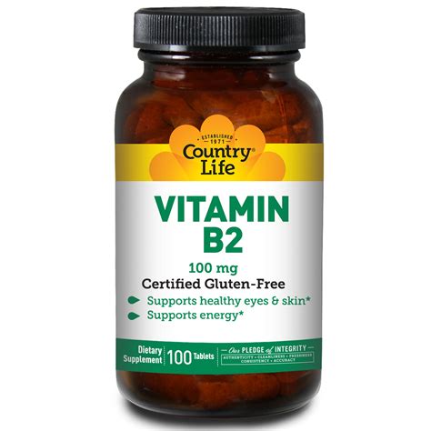 Country Life Vitamin B2 100 Mg 100 Tablets Holly Hill Vitamins