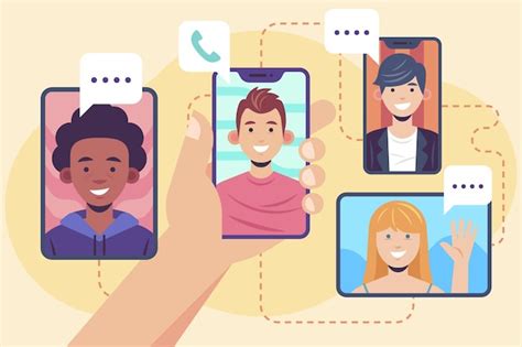 Friends Video Calling Concept Free Vector