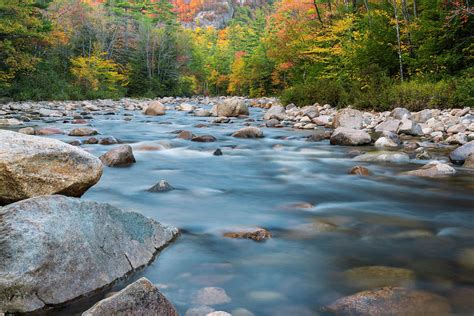 New Hampshire Swift River And Fall Foliage In Autumn Photograph By