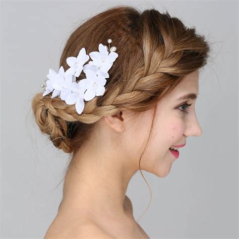 New Handmade Wedding Bridal Hair Combs White Flower Hairwear Jewelry