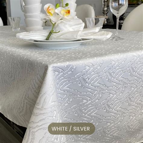 Daniella White Silver Tablecloth Direct Ny