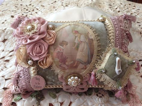 Cinderella Finds Her Prince Whimsical Pillow Shabby Pillows Lace Doilies Crafts Lace Pillow