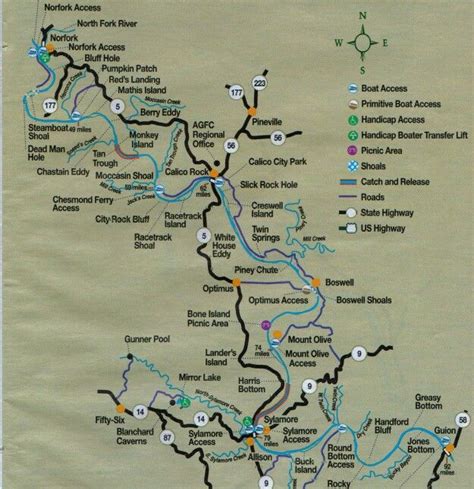 Arkansas White River Fishing Map From Norfork Down Stream Fishing