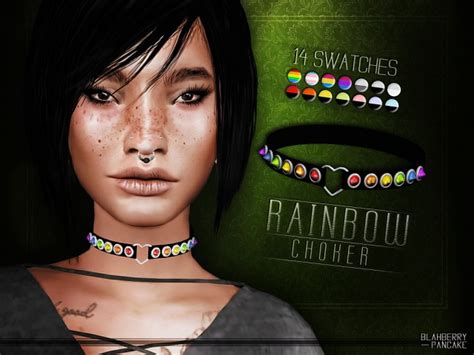 Чокер Rainbow Choker By Blahberry Pancake Женские аксессуары для Sims