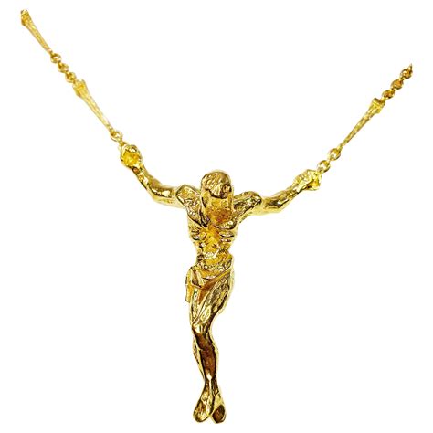 Salvador Dali The Madonna Of Port Lligat Yellow Gold Necklace And