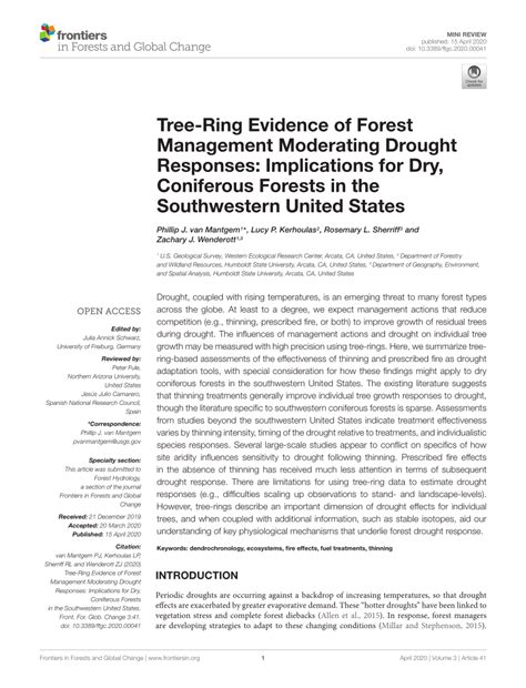 Pdf Tree Ring Evidence Of Forest Management Moderating Drought
