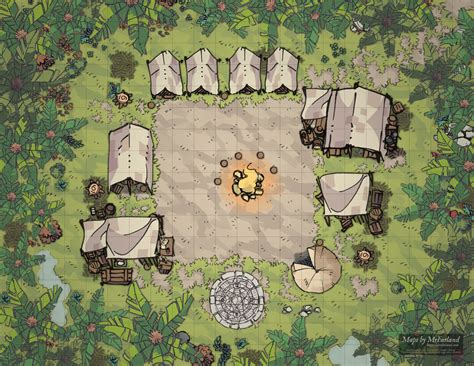Jungle Camp Dnd World Map Dungeon Maps Fantasy Map