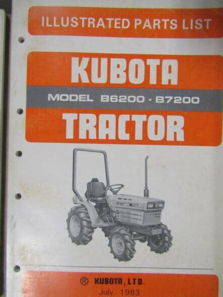 Kubota B6200 B7200 Tractor Parts List Used Equipment Manuals