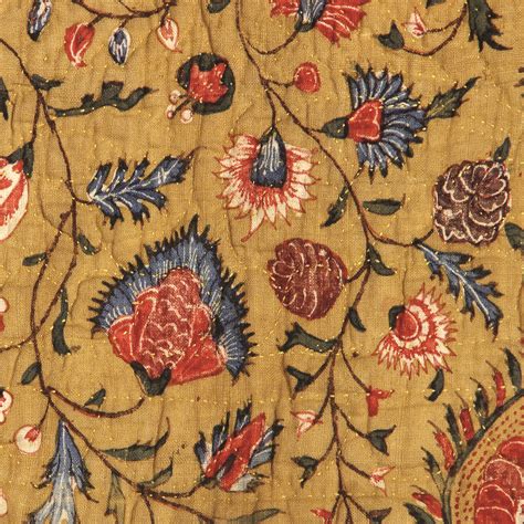 Detail Of 18th Century Cribquilt Made Of Indian Handpainted Chintz