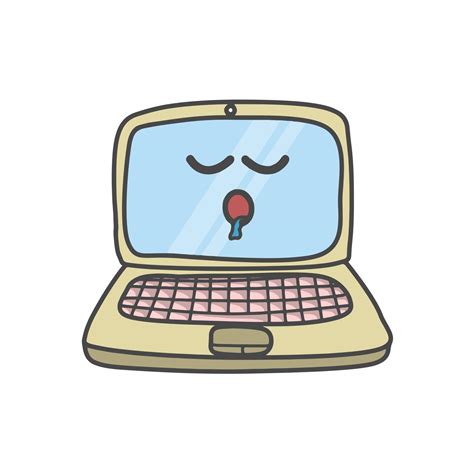 Cute Laptop Character Flat Cartoon Vector Template Design Illustration