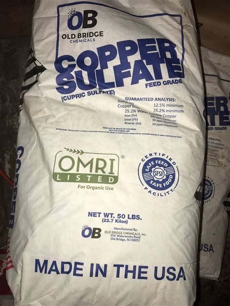 Copper Sulfate Powder Omri Listed Ohio Earth Food Organic Fertilizer