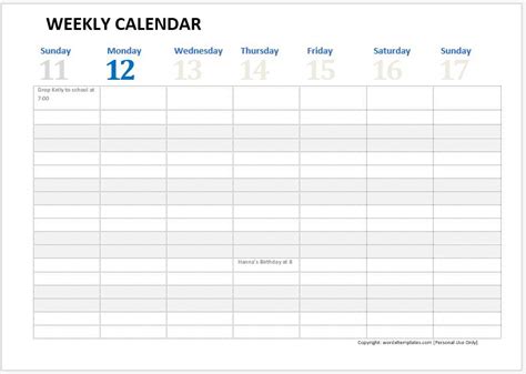 26 Blank Weekly Calendar Templates Pdf Excel Word 26 Blank Weekly