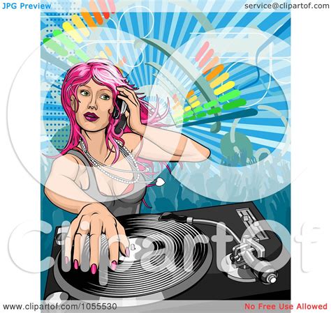 Royalty Free Vector Clip Art Illustration Of A Pink Haired Female Dj