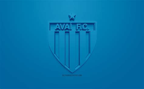 Avai Fc Creative 3d Logo Blue Background 3d Emblem Brazilian