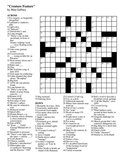 Daily News Crossword Puzzle Printable Emma Crossword Puzzles Images