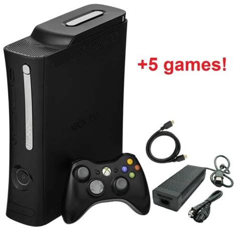 Xbox 360 Elite Black Console Bundle Controller Cable Hdd 5 Video Games