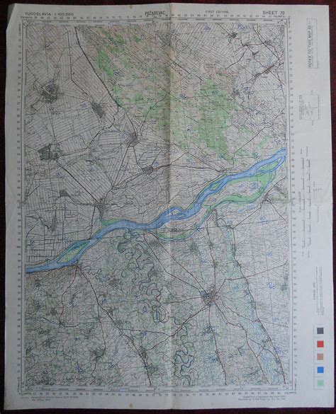 1943 Military Topographic Map Pozarevac Smederevo Braničevo Yugoslavia