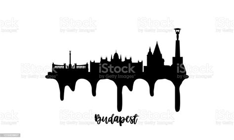 Budapest Hungary Black Skyline Silhouette Vector Illustration On White