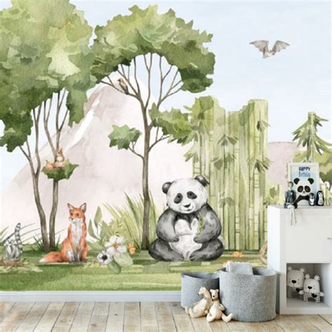 Pandabeer Behang Kinderkamer Vinyl Fotobehang Ook Op Maat