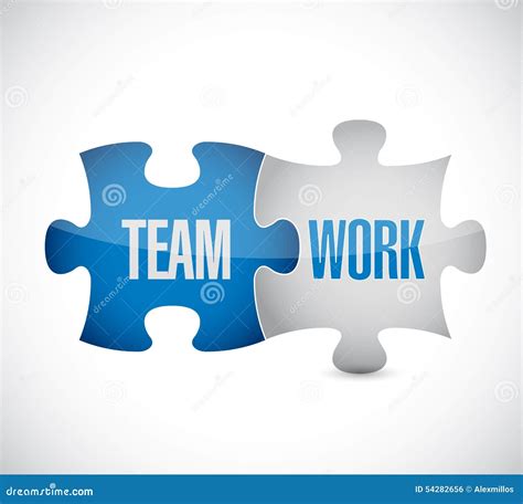 Teamwork Puzzle Pieces Sign Illustration Stock Illustration